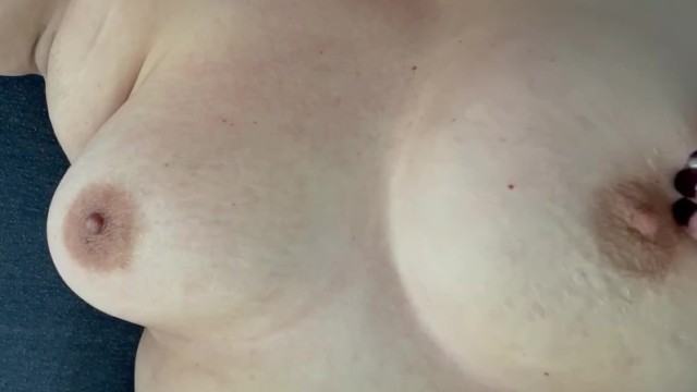 Rubbing my big soft tits in bed 13