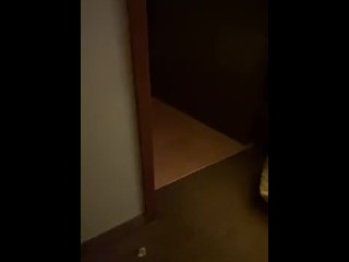 Risky public blow jobs in hotel hallway