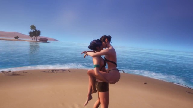 Cute Lesbian Kissing At Beach