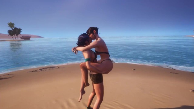 Cute Lesbian Kissing At Beach