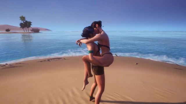 Cute Lesbian Kissing At Beach