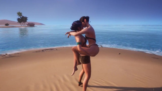 Cute Lesbian Kissing At Beach