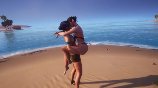 Cute Lesbian Kissing At Beach