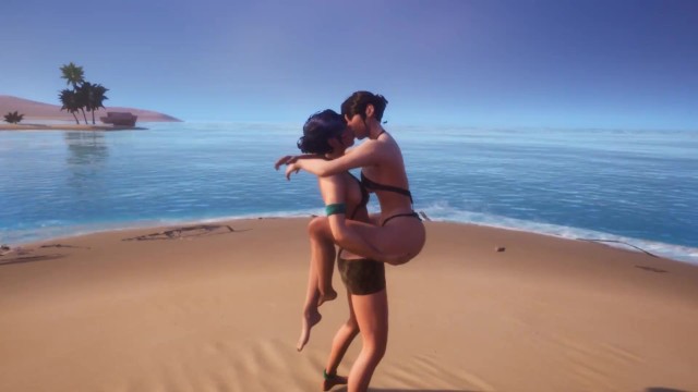 Cute Lesbian Kissing At Beach