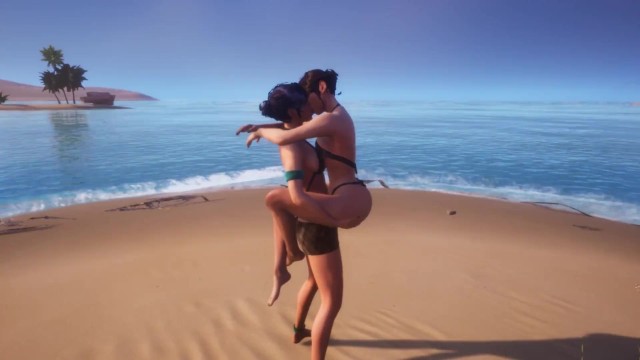 Cute Lesbian Kissing At Beach