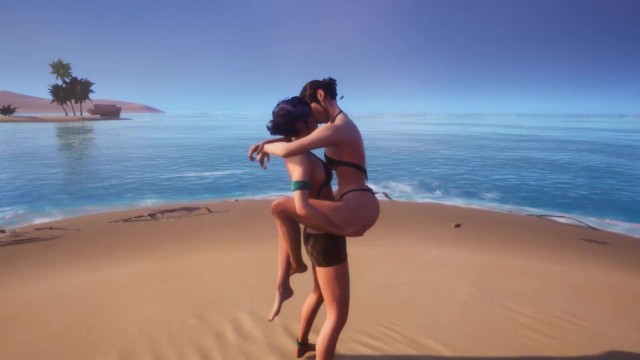 Cute Lesbian Kissing At Beach