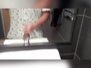 Jerking, cumming, and pissing in Public Bathroom