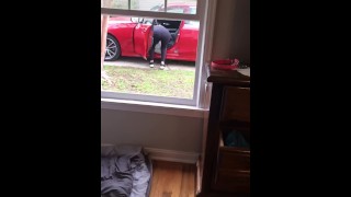 Jerking off while neighbor stands outside 