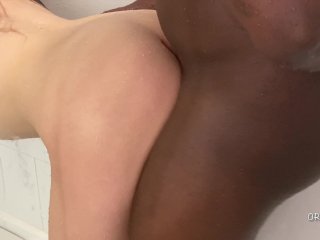 BBC Boyfriend Bends Over Soapy_Girl in Steamy Shower andCums on Her Tits POV