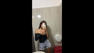 Petite My Girlfriend Requests That I Watch A Video In A Discotheque's Bathroom