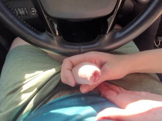 Edging Slow Handjob In Public Car Cumshot