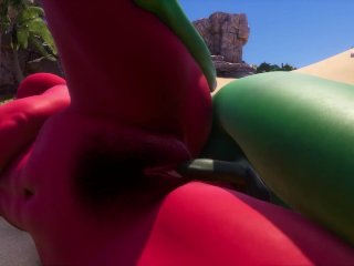 Green Alien Futanari Fucks Red Alien Woman