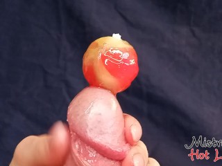 Amateur femdom blowjob and sounding with_lollypop, multiple ruined orgasm, cum_play