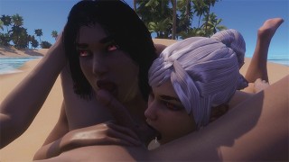 Curvy Babes On The Beach 3D Porn Wild Life Insemination