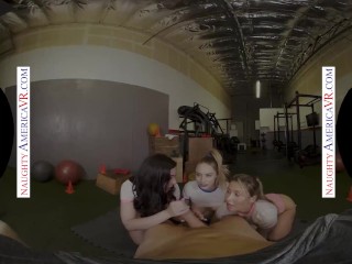 Naughty America - Sexy babes, Kyler Quinn, Paige Owens, & Whitney_Wright, tag team a gym stud