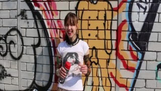 Graffiti Girl (Thin Russian Girl Creates & Shows)