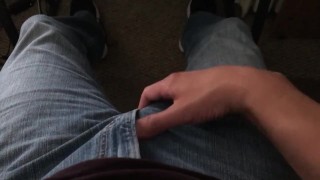 In Jeans Sneakers Socks And Underwear He Jerks