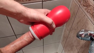 Young guy fuck his toy & cum hard