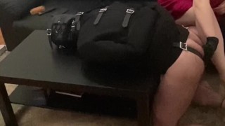 Spanking and Fingering my Sub in Straight Jacket Bondage over a Table