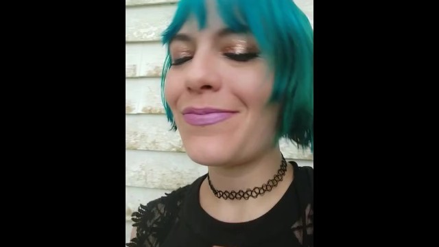 Small penis humiliation with laughing, smoking blue haired milf 1