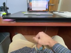 Stroking my cock in the office- Hope someone sees
