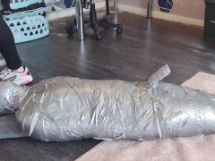 Hot Domme mumified client! - BDSM