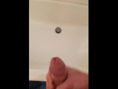 Shooting big load into bathtub