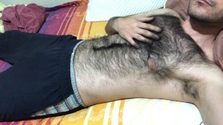 Big Balls Slapping Soft Dick Massage And Hairy Chest Touch Big Bulge From A Very Hairy Man
