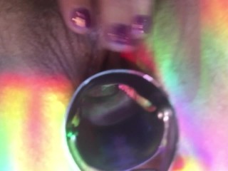 Rainbow light anal glow plug and medical speculum natural hairy pussy play whilerepairman next_door