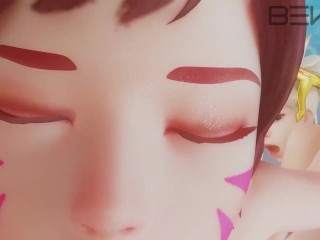 Mercy and Dva Doggystyled POV from Overwatch Animation NSFW 3D