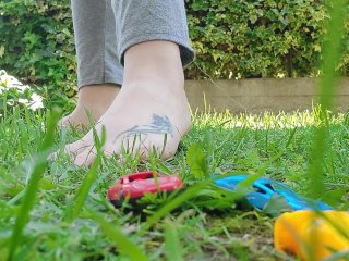 Giantess with Big SweatyFeet Crushes Toy Cars and SmashesThem All