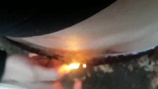 European Jerking With Fire To Burn Pubes Off