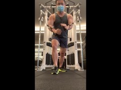 Muscular Guy Jerk Off and Cum at Gym