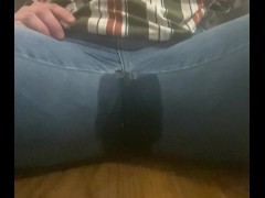 He told me to piss myself in tight Jeans - Close Up (Floor gets soaked) Torture