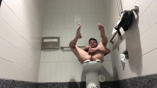 Horny MASTURBATION IN A PUBLIC BATHROOM WAS NEARLY CATCHED