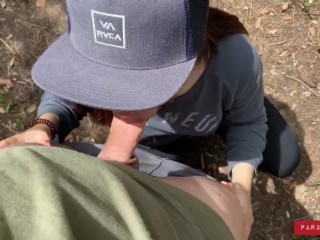 Little Jogger hiker moaning while fucked in public_park, blows until cumin her mouth