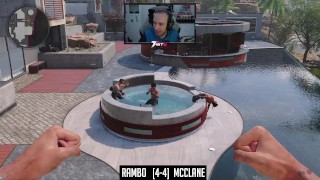 Rambo And John Mcclane Engage In A Fight In A Hot Tub