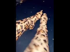 Thick girls feet w leopard socks