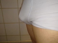 Uncircumcised grower not shower pissing in the shower
