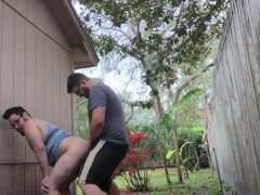 Risky Fuck Behind the Shed in the Backyard!