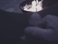 I saw him stroking his cock alone by the campfire
