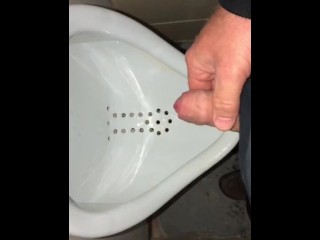 Almost Caught jerking off in front of the urinal because of the camera light, had to stopfor later