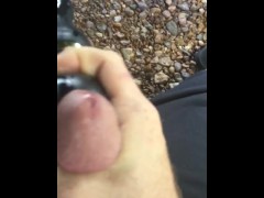 Cumming outside with vibrating wand 