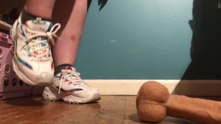 Cruel Teen Girl In Sneakers Torturing A Poor Cock With Her FEET