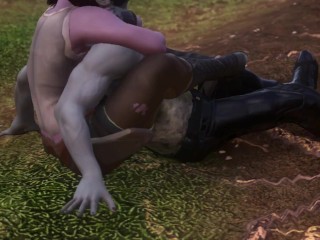 Zombie girl jerking off legs to her zombieboyfriend cums on boots [3d hentai_uncensored]