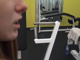 HUNT4K Cute girl instead of training has_sex in gym with rich_hunter