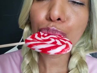 Lollipop Eating Asmr - Rainbow ((Relaxation, Licking, Candy Food)