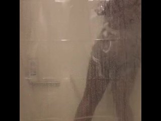 Hot Shower. Peaking on_Me Showering Through MySheer Curtains.