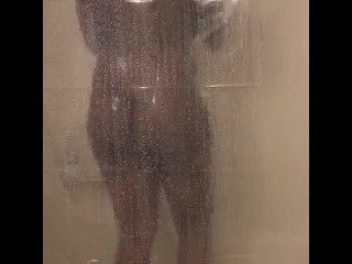 Hot Shower. Peaking on me_showering through my_sheer curtains.