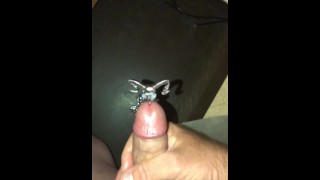 Huge Cumshot POV First Time Cumming Through My New Gothic Hollow Urethral Sounding Rod